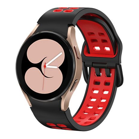 Strap-it® Strap-it Samsung Galaxy Watch 4 40mm sport square bandje (zwart/rood)