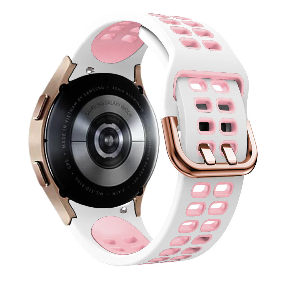 Strap-it® Strap-it Samsung Galaxy Watch 4 44mm sport square bandje (wit/roze)