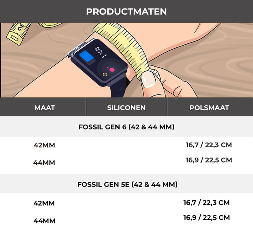 Strap-it® Strap-it Fossil Gen 5e - 44mm siliconen bandje (dennengroen)