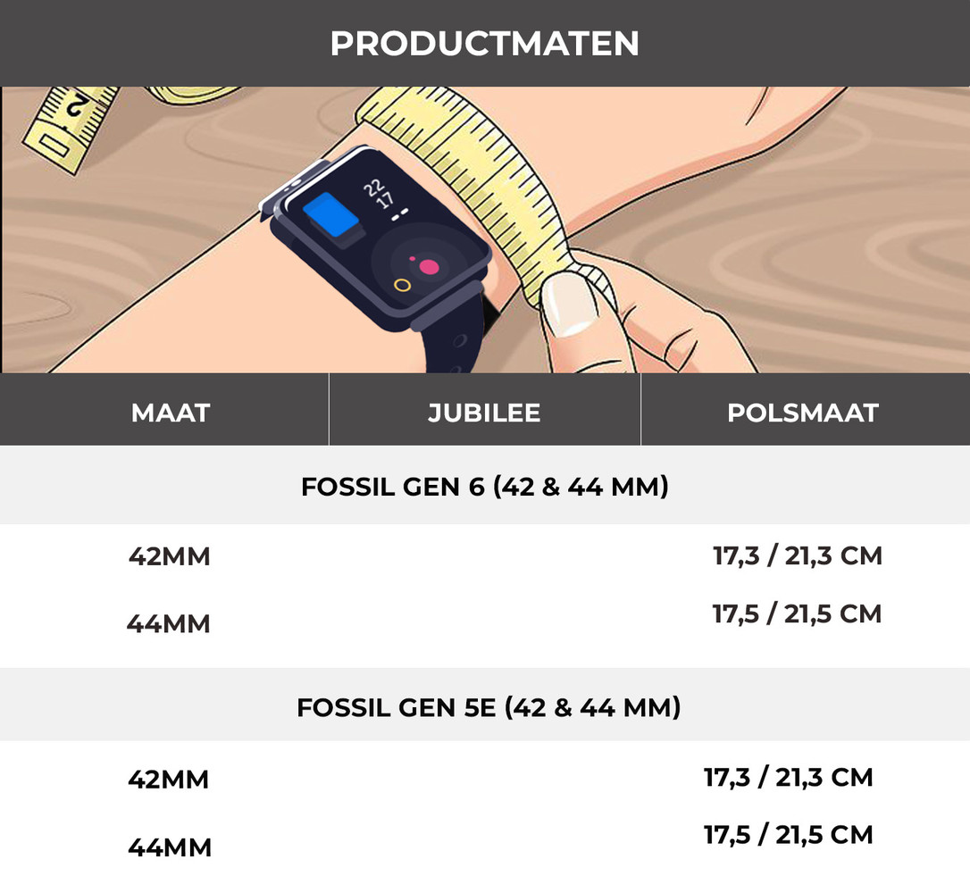 Strap-it® Strap-it Fossil Gen 5e - 44mm Jubilee stalen band (zilver/goud)