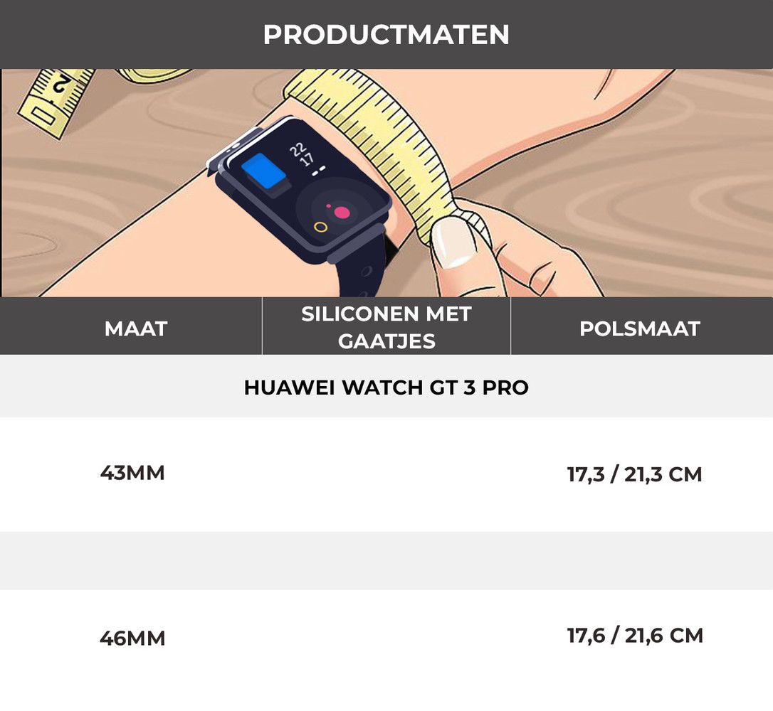 Strap-it® Strap-it Huawei Watch GT 3 Pro 46mm siliconen bandje met gaatjes (wit)
