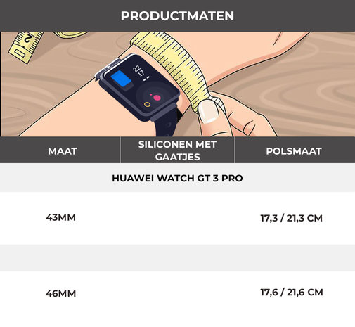 Strap-it® Strap-it Huawei Watch GT 3 Pro 46mm siliconen bandje met gaatjes (zwart) Strap-it® Strap-it Huawei Watch GT 3 Pro 46mm siliconen bandje met gaatjes (zwart)