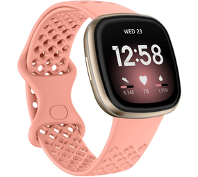 Strap-it® Fitbit Sense siliconen bandje met gaatjes (koraal)