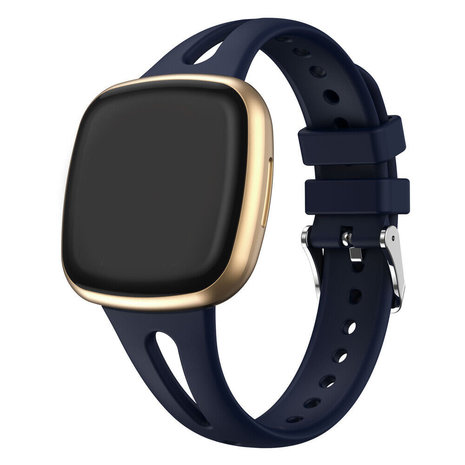 Strap-it® Strap-it Fitbit Versa 4 luxe siliconen bandje (donkerblauw)