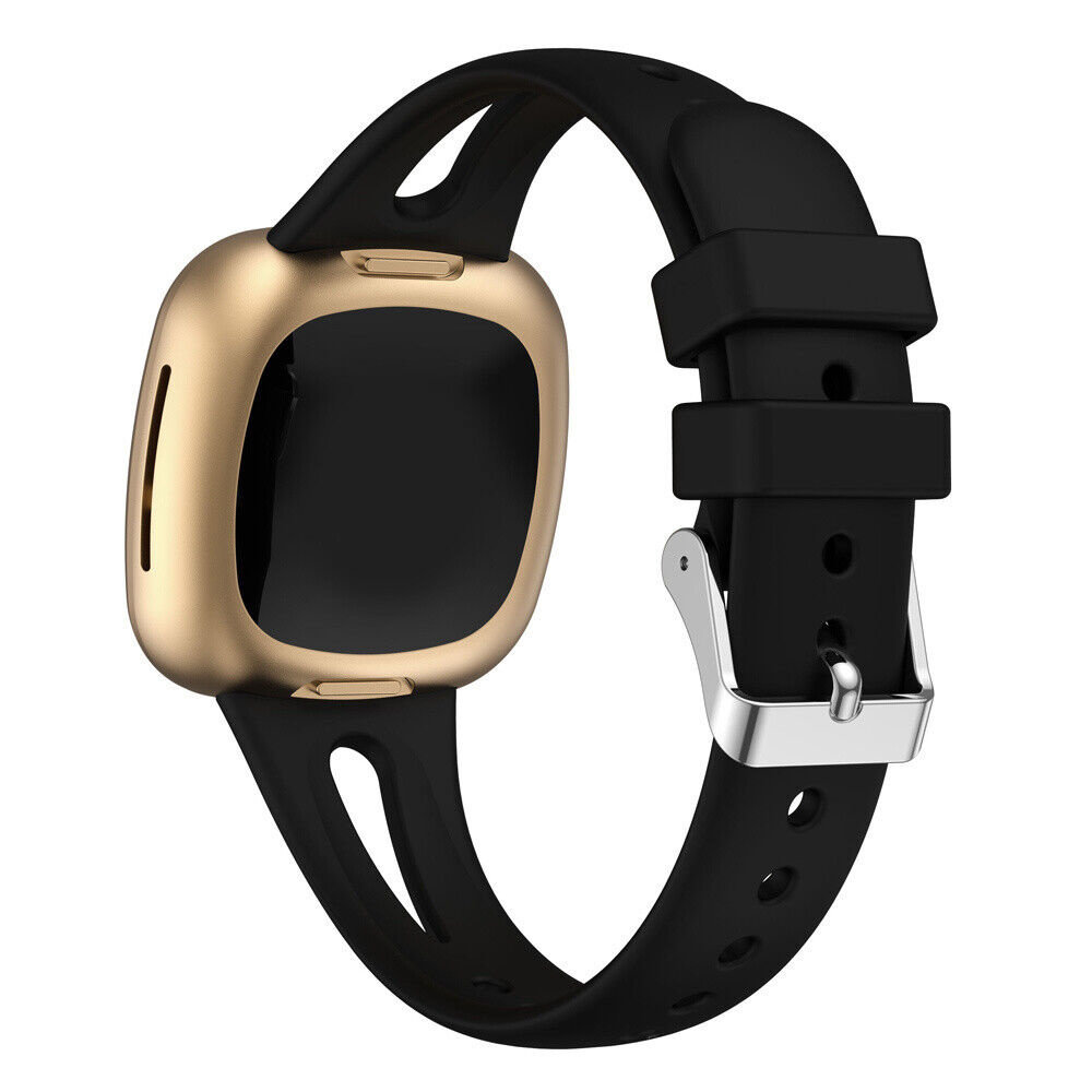 Strap-it® Strap-it Fitbit Versa 4 luxe siliconen bandje (zwart)