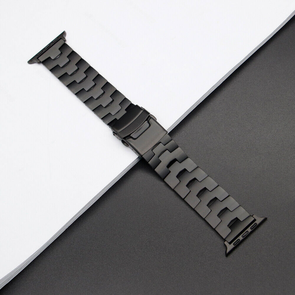 Strap-it® Strap-it Apple Watch titanium grain band (zwart)