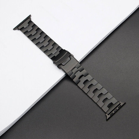 Strap-it® Strap-it Apple Watch titanium grain band (zwart)