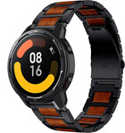 Strap-it® Strap-it Xiaomi Watch S1 houten/stalen band (zwart)