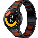 Strap-it® Xiaomi Watch S1 houten/stalen band (zwart)