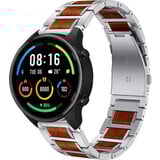 Strap-it® Xiaomi Mi Watch houten/stalen band (zilver)