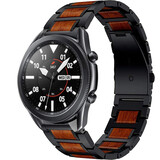 Strap-it® Samsung Galaxy Watch 3 45mm houten/stalen band (zwart)
