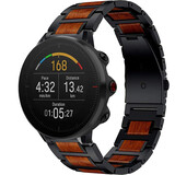 Strap-it® Polar Vantage M houten/stalen band (zwart)