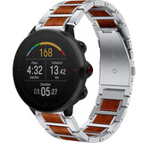 Strap-it® Polar Vantage M houten/stalen band (zilver)