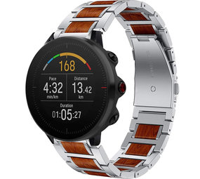 Strap-it® Polar Vantage M houten/stalen band (zilver)