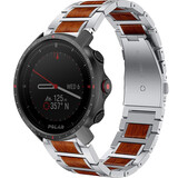Strap-it® Polar Grit X Pro houten/stalen band (zilver)