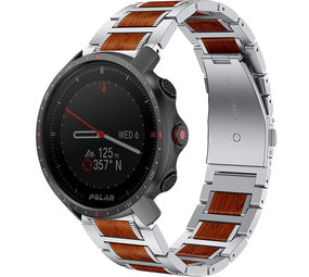 Strap-it® Polar Grit X Pro houten/stalen band (zilver) Strap-it® Polar Grit X Pro houten/stalen band (zilver)
