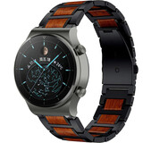 Strap-it® Huawei Watch GT 2 Pro houten/stalen band (zwart)