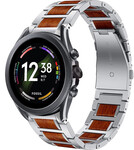 Strap-it® Strap-it Fossil Gen 6 44mm houten/stalen band (zilver)