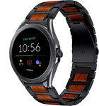 Strap-it® Strap-it Fossil Gen 5e 44mm houten/stalen band (zwart)