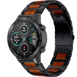 Strap-it® Honor Magic Watch 2 46mm houten/stalen band (zwart)