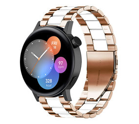 Strap-it® Huawei Watch GT 3 42mm stalen band (roségoud/wit)