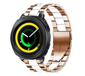 Strap-it® Samsung Gear Sport stalen band (roségoud/wit)