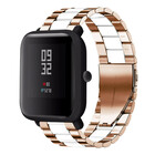 Strap-it® Strap-it Xiaomi Amazfit Bip stalen band (roségoud/wit)