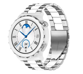 Strap-it® Huawei Watch GT 3 Pro 43mm stalen band (zilver/wit) Strap-it® Huawei Watch GT 3 Pro 43mm stalen band (zilver/wit)
