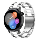Strap-it® Strap-it Huawei Watch GT 3 42mm stalen band (zilver/wit)