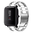 Strap-it® Strap-it Xiaomi Amazfit Bip stalen band (zilver/wit)