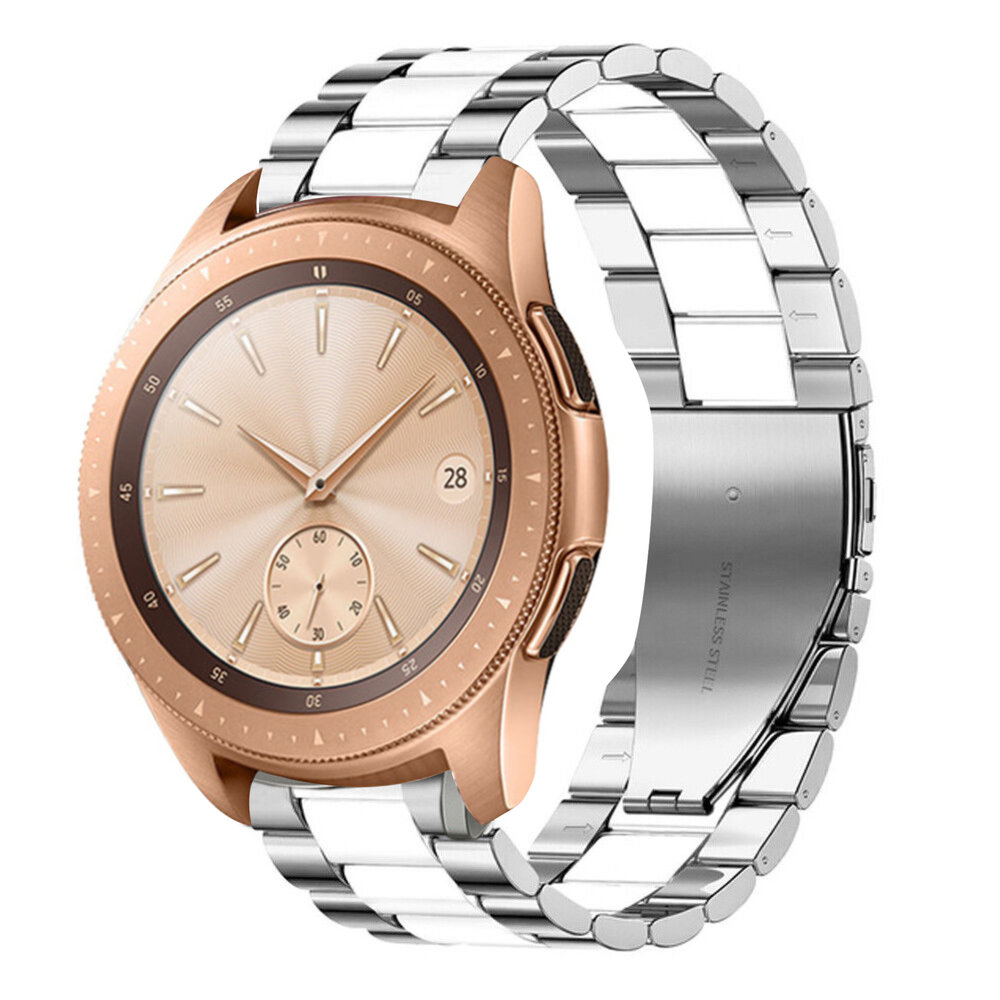 Strap-it® Strap-it Samsung Galaxy Watch 42mm stalen band (zilver/wit) Strap-it® Strap-it Samsung Galaxy Watch 42mm stalen band (zilver/wit)