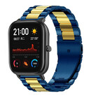 Strap-it® Strap-it Xiaomi Amazfit GTS stalen band (blauw/goud)