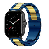 Strap-it® Amazfit GTS 2 stalen band (blauw/goud)