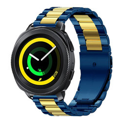 Strap-it® Samsung Gear Sport stalen band (blauw/goud) Strap-it® Samsung Gear Sport stalen band (blauw/goud)