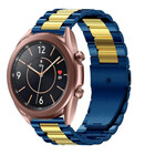 Strap-it® Strap-it Samsung Galaxy Watch 3 41mm stalen band (blauw/goud)