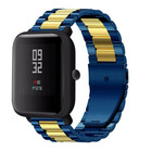 Strap-it® Strap-it Xiaomi Amazfit Bip stalen band (blauw/goud)