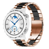 Strap-it® Huawei Watch GT 3 Pro 43mm stalen band (roségoud/zwart)