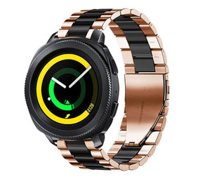 Strap-it® Samsung Gear Sport stalen band (roségoud/zwart)
