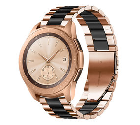 Strap-it® Samsung Galaxy Watch 42mm stalen band (roségoud/zwart)