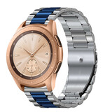 Strap-it® Samsung Galaxy Watch 42mm stalen band (zilver/blauw)