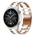 Strap-it® Strap-it Huawei Watch GT 3 Pro 46mm stalen band (roségoud/wit)