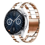 Strap-it® Huawei Watch GT 3 46mm stalen band (roségoud/wit) Strap-it® Huawei Watch GT 3 46mm stalen band (roségoud/wit)