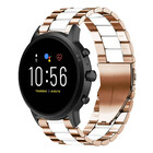 Strap-it® Strap-it Fossil Gen 5 stalen band (roségoud/wit)