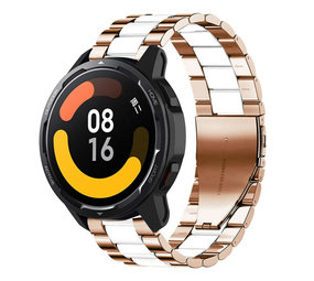 Strap-it® Xiaomi Watch S1 stalen band (roségoud/wit)