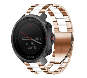 Strap-it® Polar Grit X Pro stalen band (roségoud/wit)