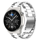Strap-it® Huawei Watch GT 3 Pro 46mm stalen band (zilver/wit)