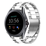 Strap-it® Fossil Gen 5e 44mm stalen band (zilver/wit)