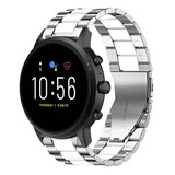 Strap-it® Fossil Gen 5 stalen band (zilver/wit)