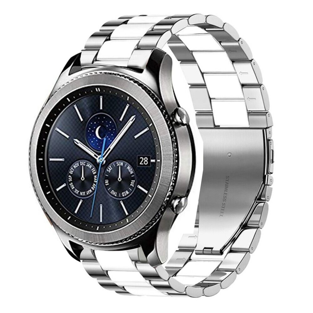 Strap-it® Strap-it Samsung Gear S3 stalen band (zilver/wit) Strap-it® Strap-it Samsung Gear S3 stalen band (zilver/wit)