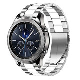 Strap-it® Samsung Gear S3 stalen band (zilver/wit)